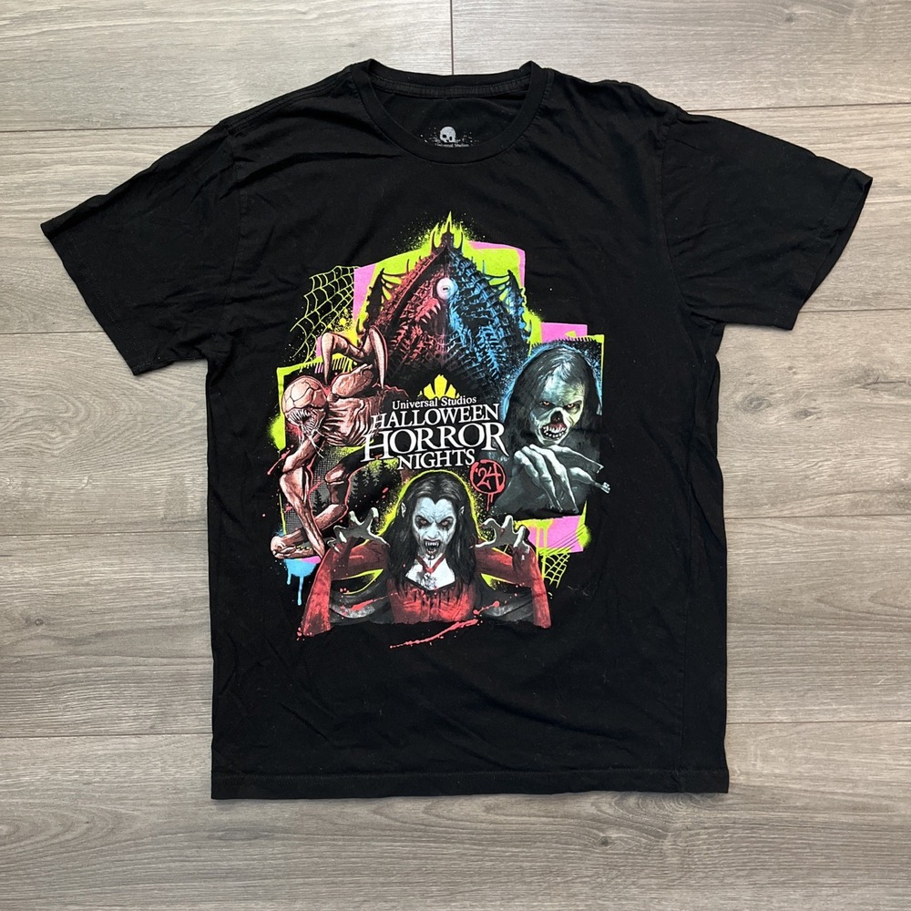 Universal Halloween Horror Nights 2024 Mens L T Shirt Black Short Sleeve